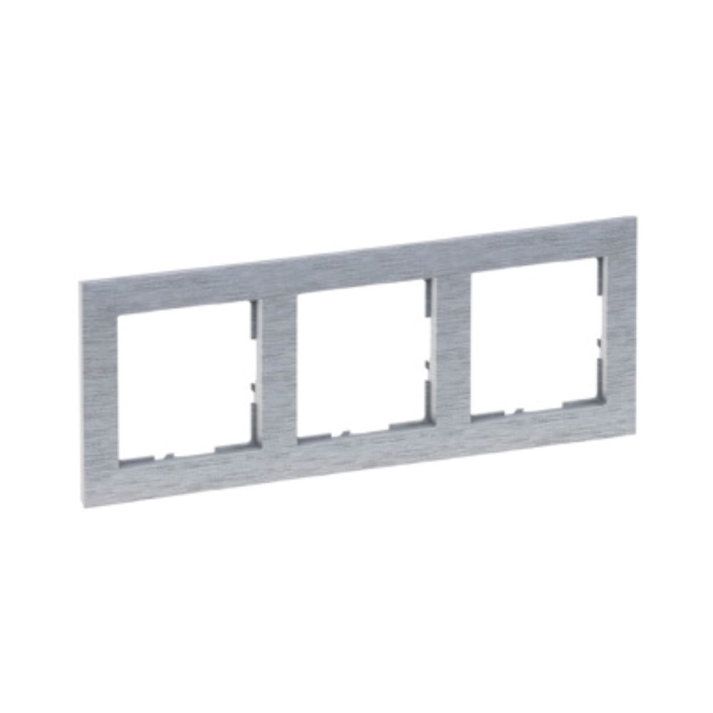 Rama de aparataj Legrand New Suno, 3 module, PVC, aluminiu periat