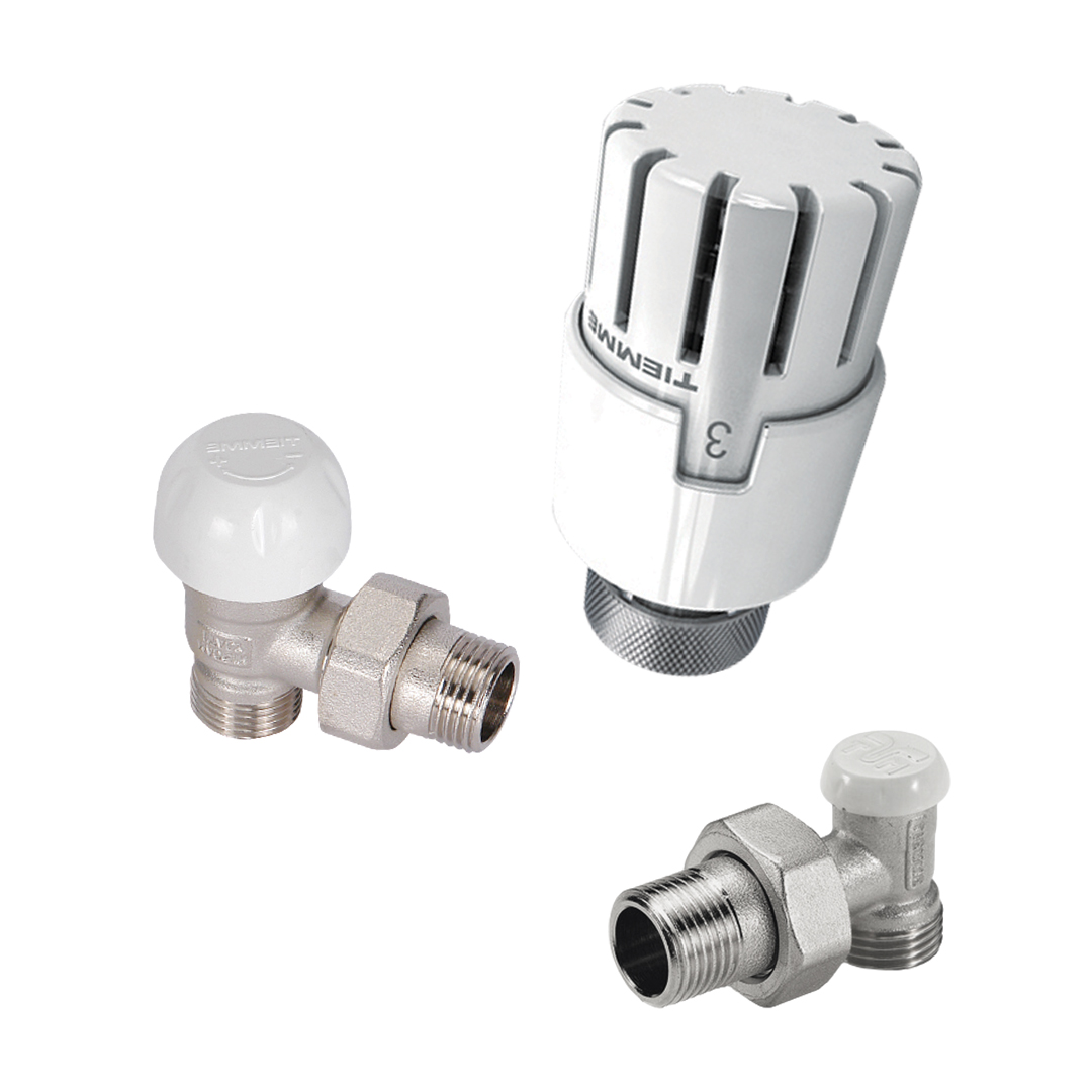 Kit termostatic colt Tiemme, FE, alama, alb/argintiu, 16 mm x 1/2 inch