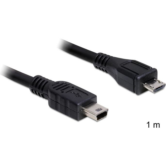 Delock Cable USB 2.0 micro-B male > USB mini male 1 m