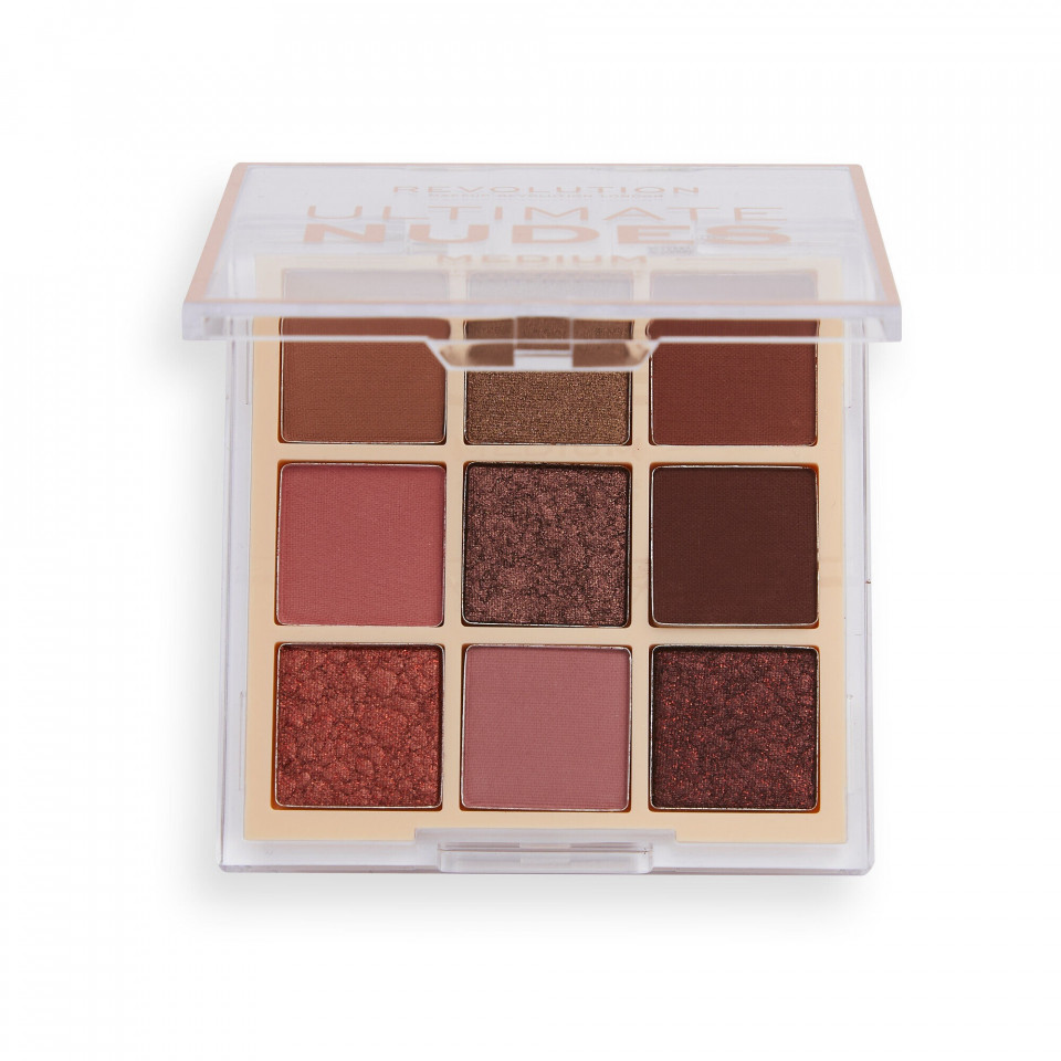 Paleta farduri de pleoape, Makeup Revolution, Ultimate Nudes, 9 Nuante, 8,1 g (Culoare produse:  Medium, Concentratie: Paleta fard de pleoape)