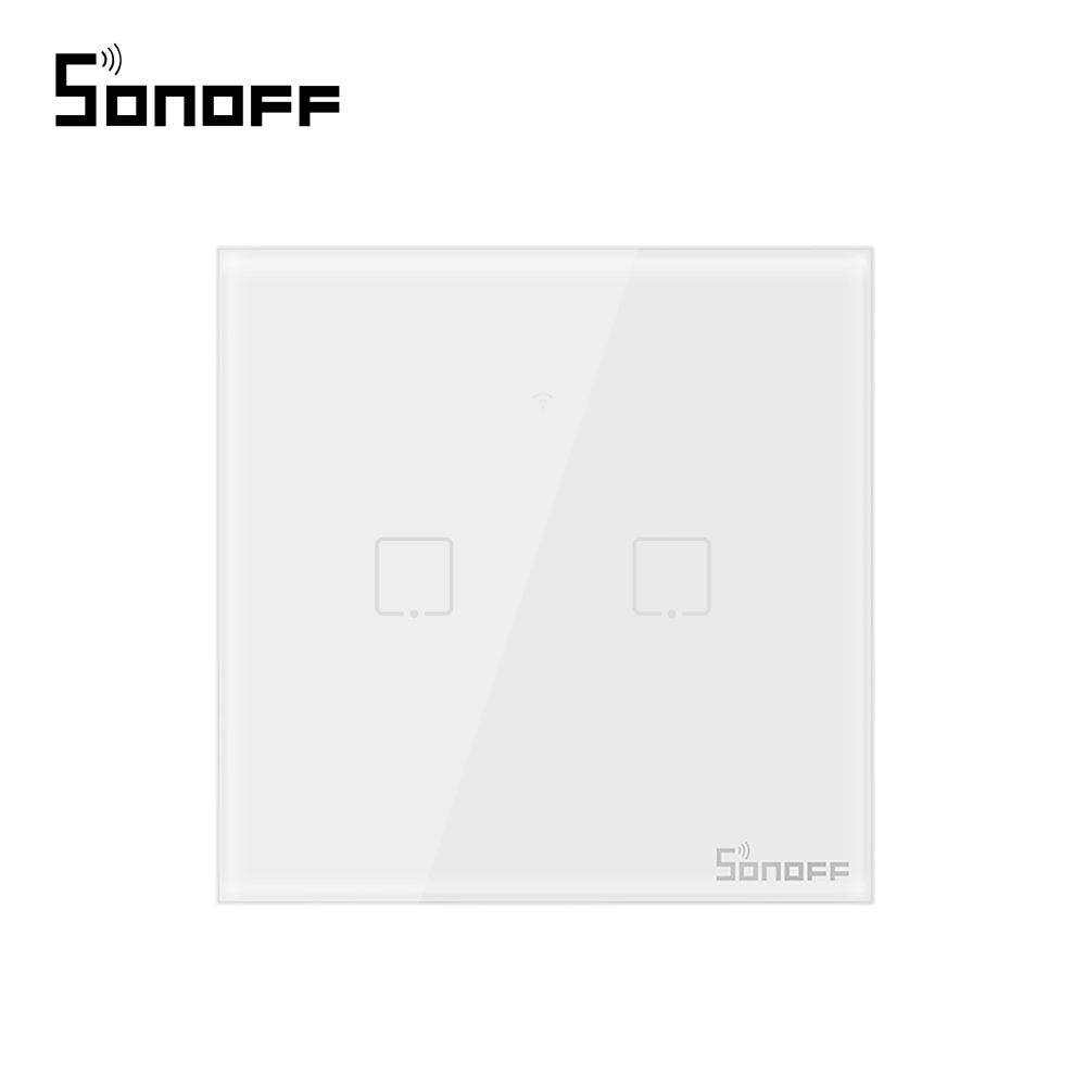 Oferte la Intrerupator dublu cu touch Sonoff T1EU2C, Wi-Fi + RF, Control de pe telefonul mobil