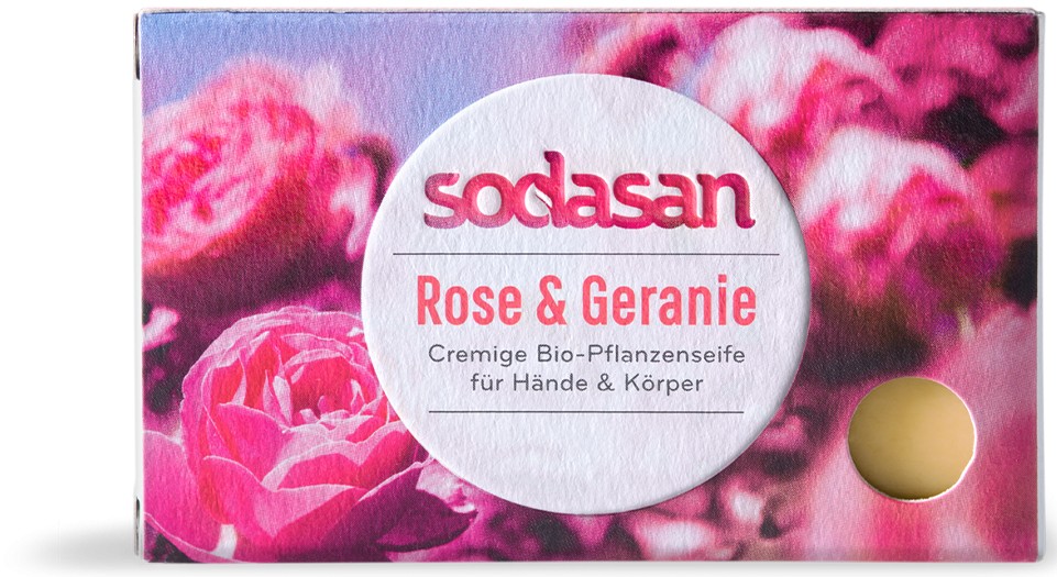 Sapun bio cu trandafiri si geranium, 100g Sodasan