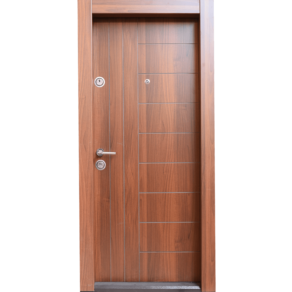 Usa metalica de intrare in apartament Arta Door 309,  MDF laminat, deschidere dreapta, culoare nuc, 880 x 2010 mm