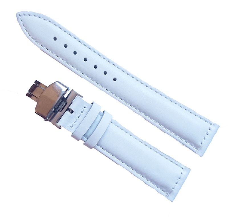 Curea Ceas Piele Alba cu Deployant 16 mm 18 mm 20 mm 22 mm 24 mm C054