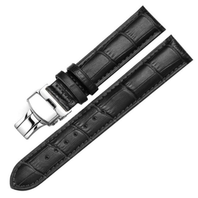 Curea ceas piele neagra Deployant 18 mm 20 mm 22 mm 24 mm C005