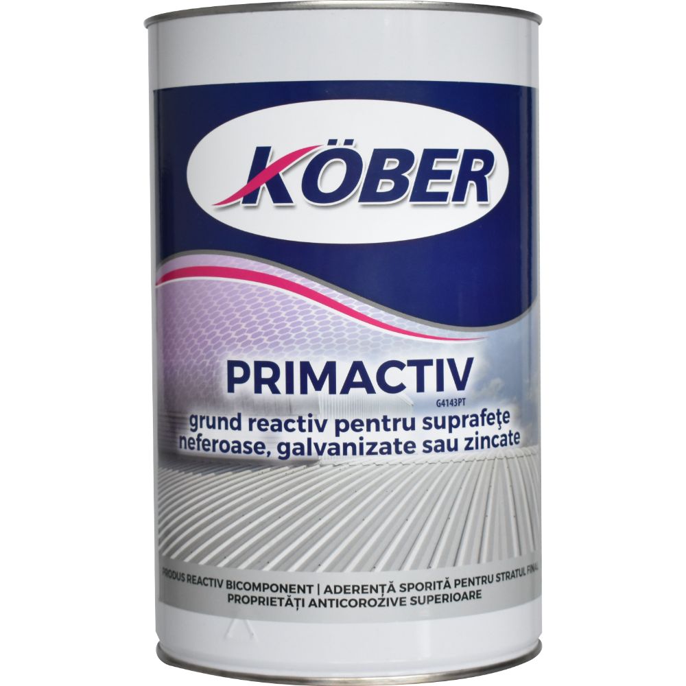 Grund pentru metal, Kober Primactiv bicomponent G4100PT, anticoroziv, interior / exterior, galben, 4 kg