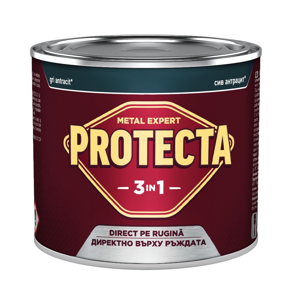 Vopsea alchidica/email Protecta 3 in 1, gri antracit, interior/exterior, 2,5 L