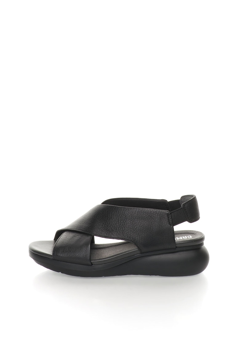 Sandale slingback - cu platforma - de piele Balloon - Negru