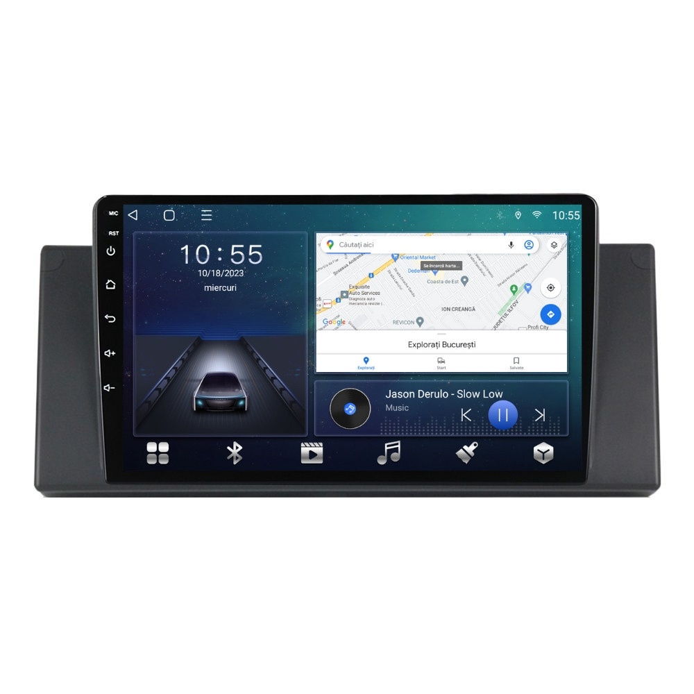 Navigatie dedicata cu Android BMW Seria 5 (E39) 1995 - 2003, 2GB RAM, Radio GPS Dual Zone, Display HD QLED 9" Touchscreen, Internet Wi-Fi si slot SIM 4G, Bluetooth, MirrorLink, USB