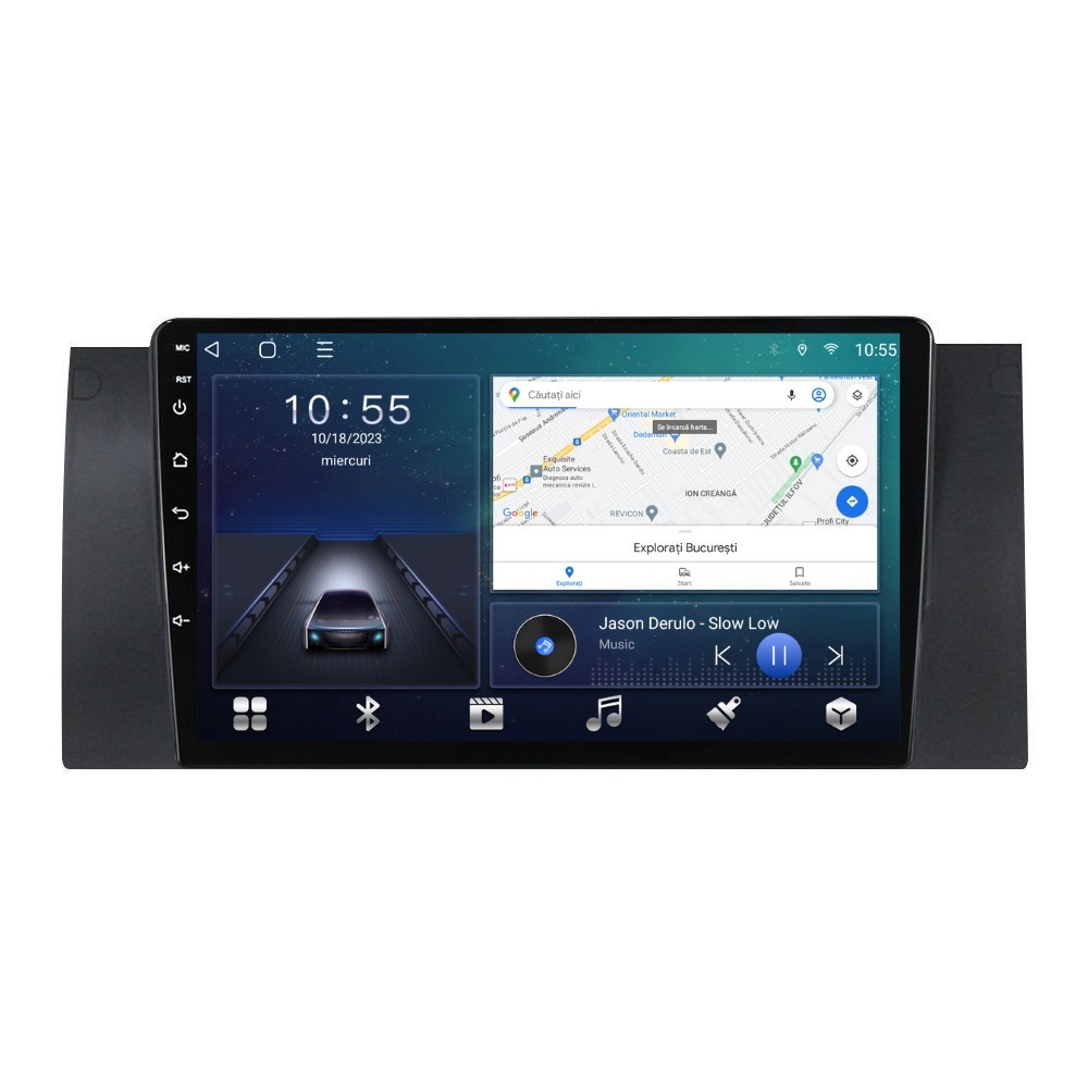 Navigatie dedicata cu Android BMW X5 (E53) 2000 - 2006, 2GB RAM, Radio GPS Dual Zone, Display HD QLED 9" Touchscreen, Internet Wi-Fi si slot SIM 4G, Bluetooth, MirrorLink, USB