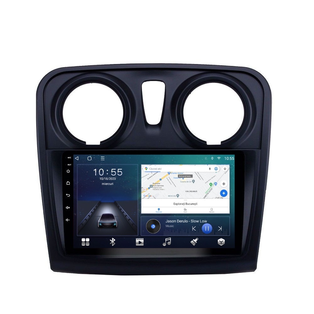 Navigatie dedicata cu Android Dacia Logan II 2012 - 2020, 2GB RAM, Radio GPS Dual Zone, Display HD QLED 9" Touchscreen, Internet Wi-Fi si slot SIM 4G, Bluetooth, MirrorLink, USB
