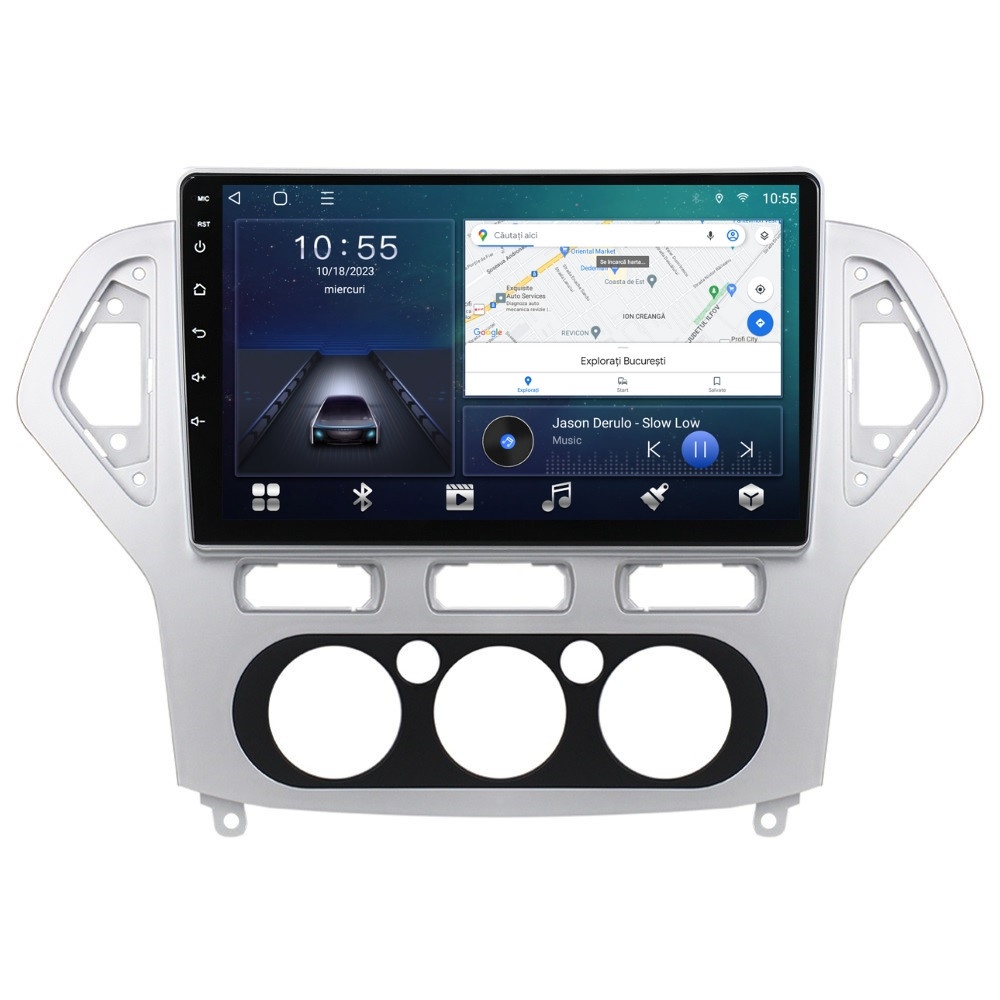 Navigatie dedicata cu Android Ford Mondeo IV 2007 - 2011, clima manuala, 2GB RAM, Radio GPS Dual Zone, Display HD QLED 10" Touchscreen, Internet Wi-Fi si slot SIM 4G, Bluetooth, MirrorLink, USB