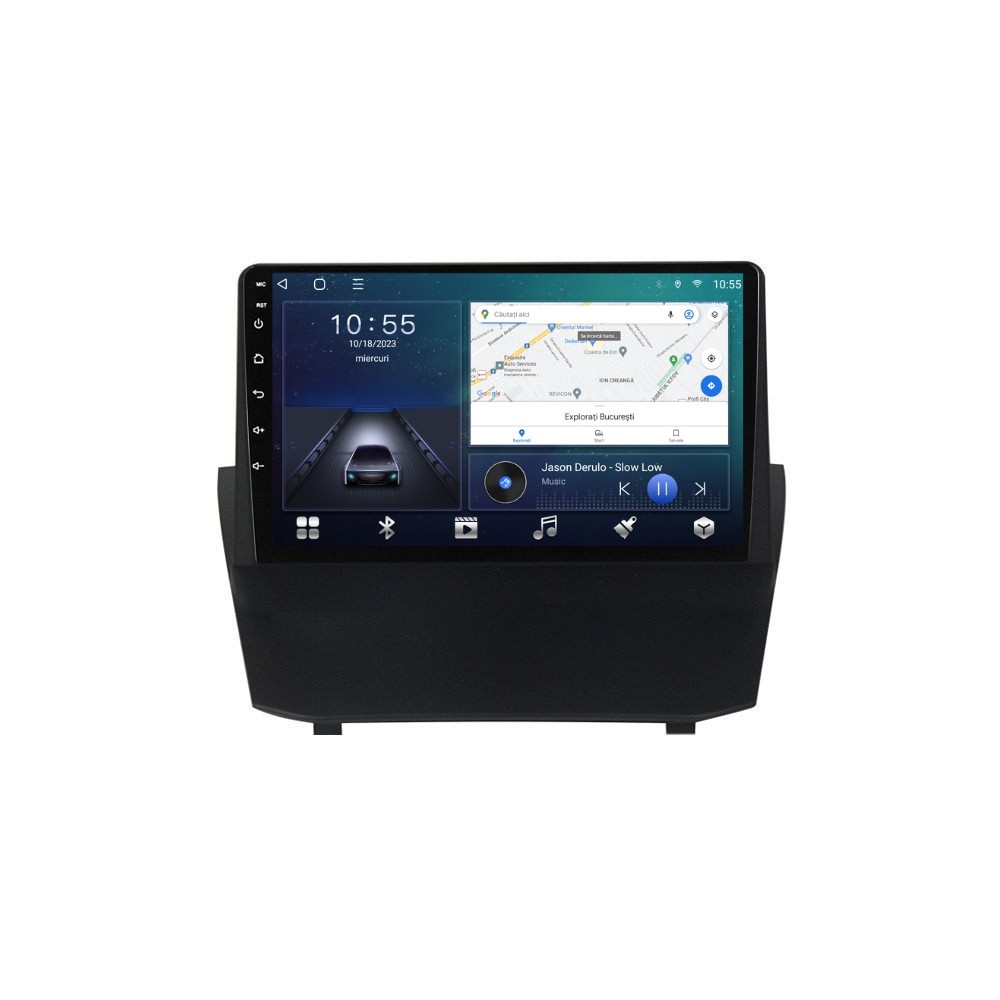 Navigatie dedicata cu Android Ford Fiesta VI 2008 - 2019, 2GB RAM, Radio GPS Dual Zone, Display HD QLED 9" Touchscreen, Internet Wi-Fi si slot SIM 4G, Bluetooth, MirrorLink, USB