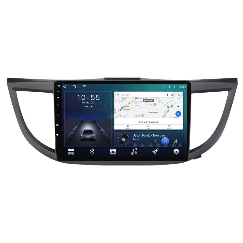 Navigatie dedicata cu Android Honda CR-V IV 2012 - 2018, 2GB RAM, Radio GPS Dual Zone, Display HD QLED 10" Touchscreen, Internet Wi-Fi si slot SIM 4G, Bluetooth, MirrorLink, USB