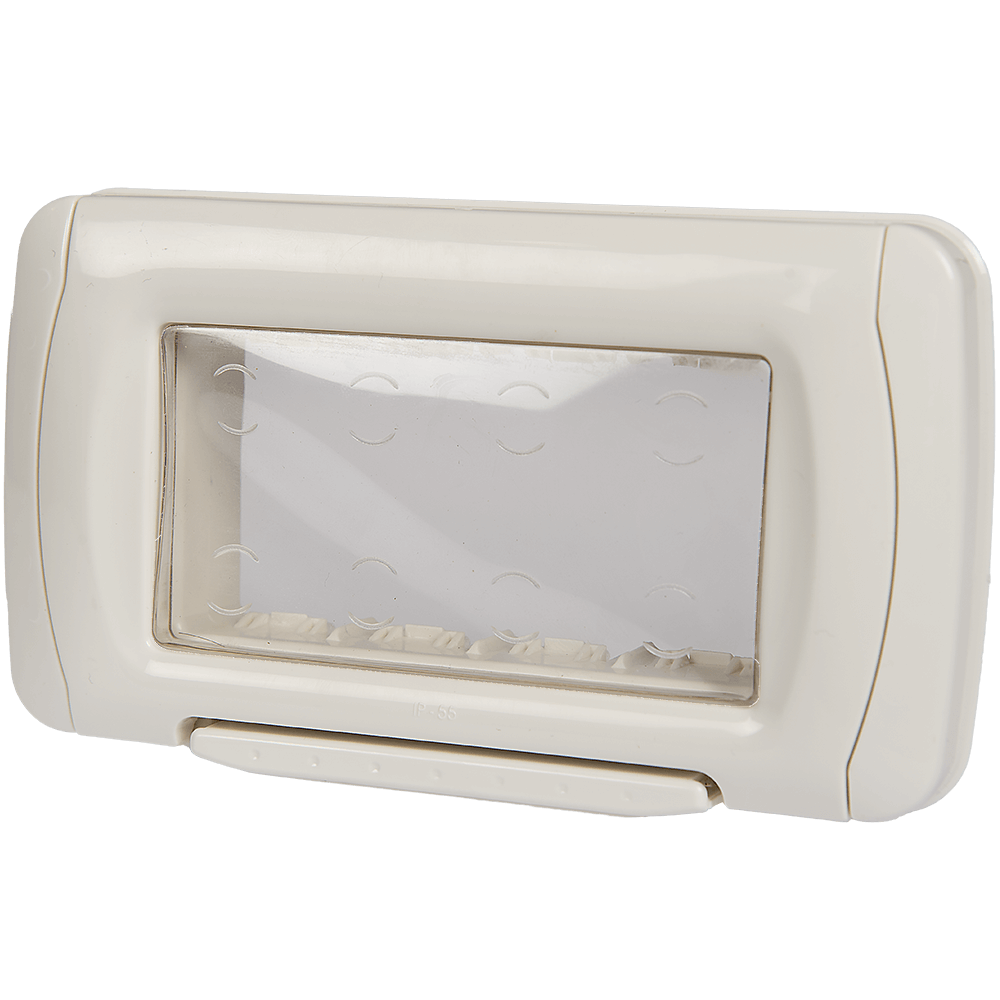 Rama protectie cu capac transparent Comtec Stil, 4 module, plastic, alb, 108 mm