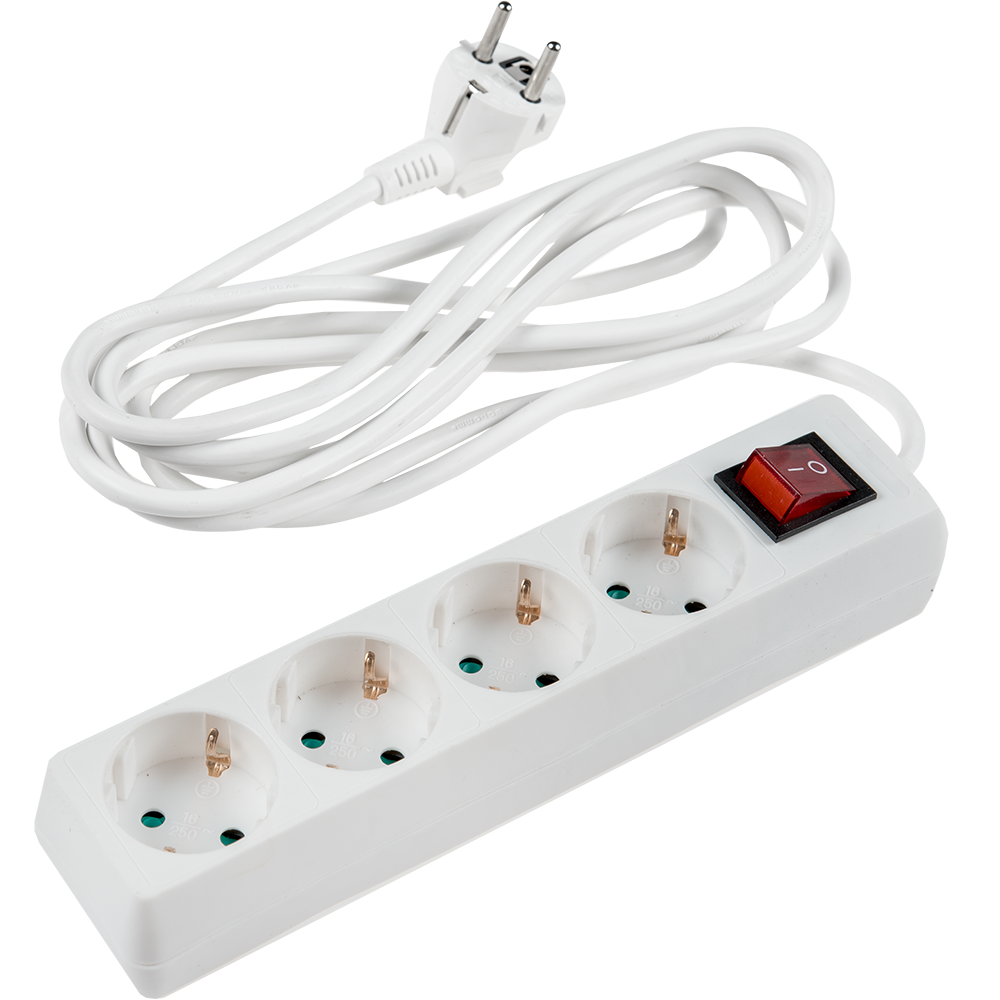 Prelungitor cu protectie copii si intrerupator Schuko, 4 prize, 5 m