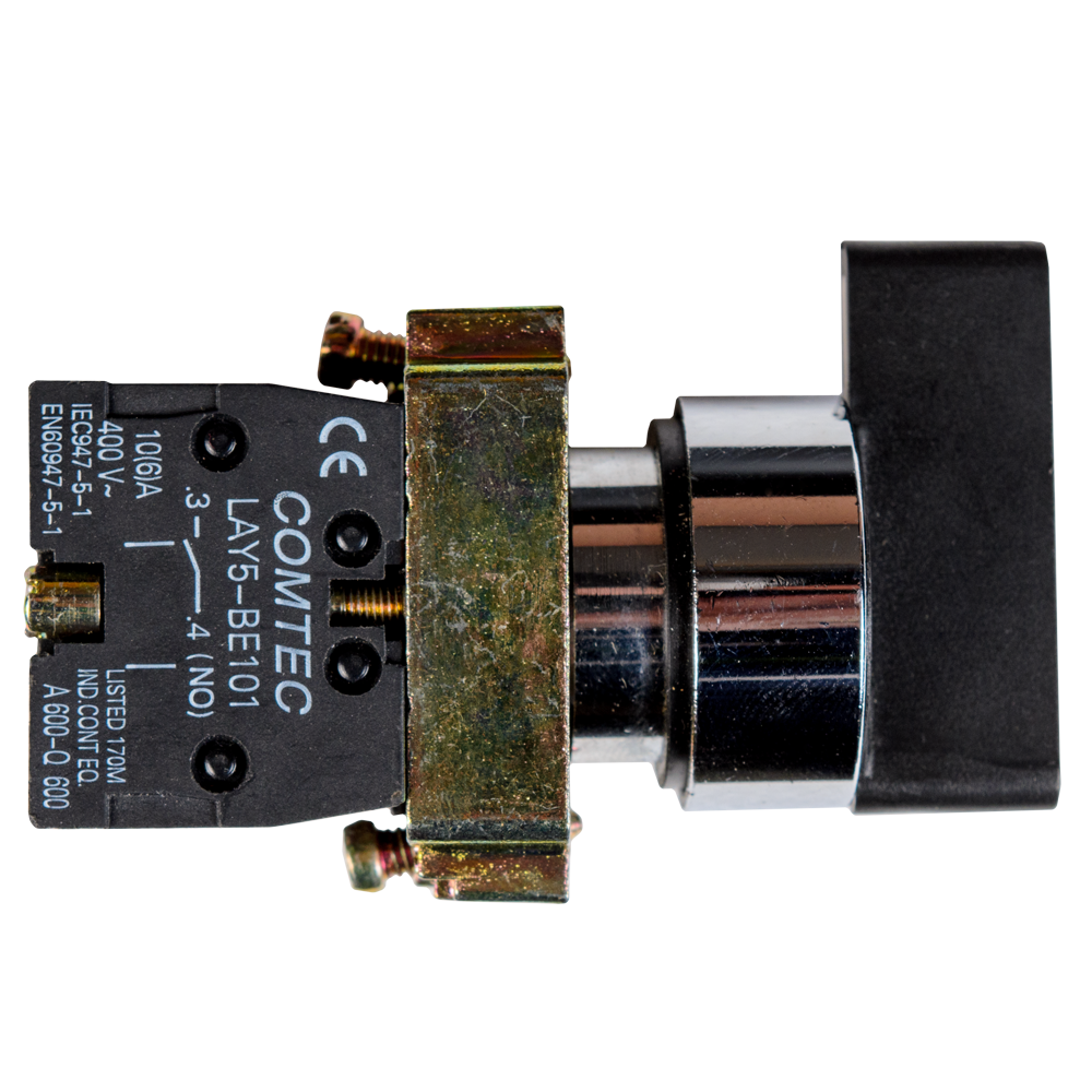 Comutator selector Comtec, maneta lunga, pozitie 1-0-2 cu retinere, 3A, 600 V