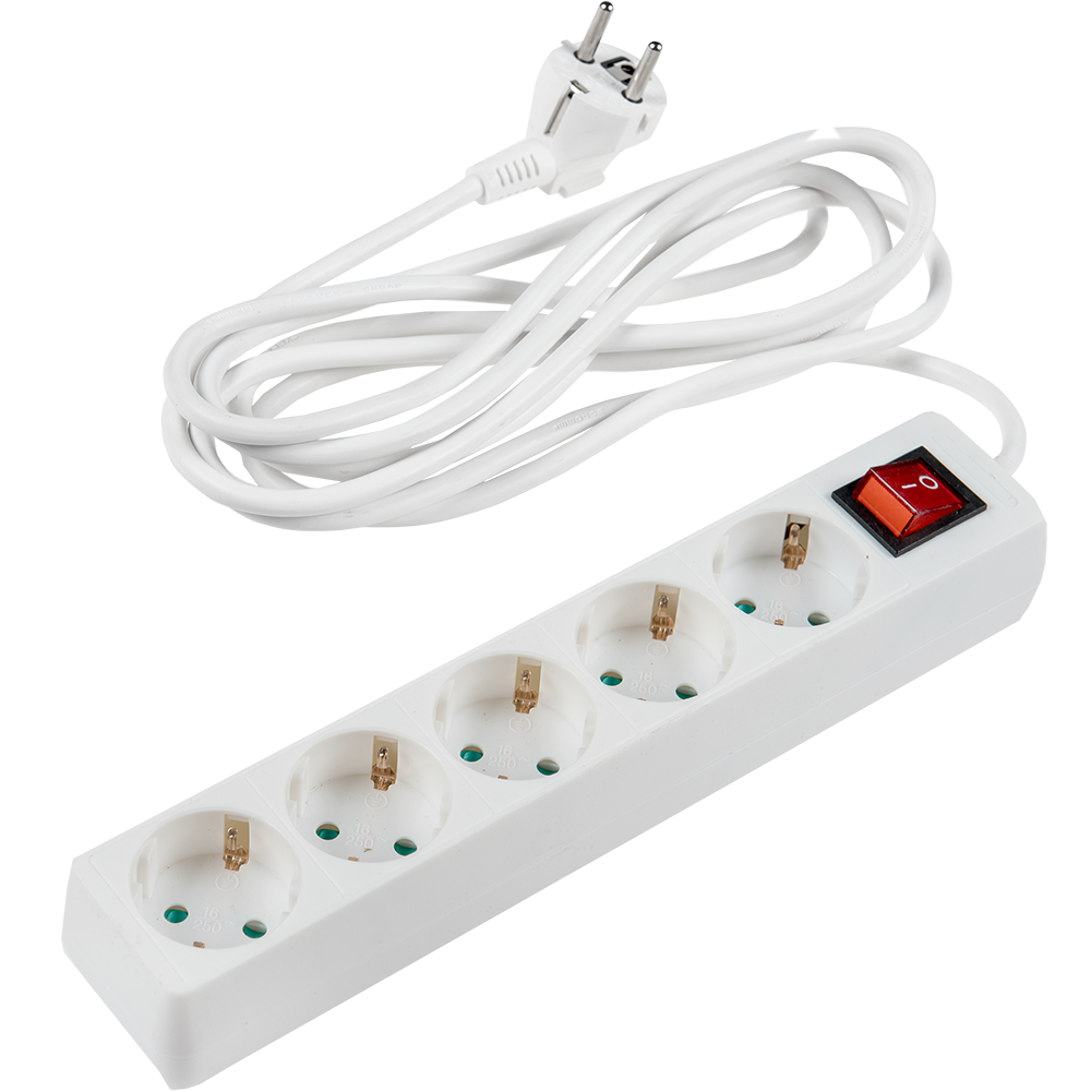 Prelungitor cu 5 prize Schuko, Comtec, cablu 3 x 1,5 mm si lungime de 3 m, protectie copii, alb