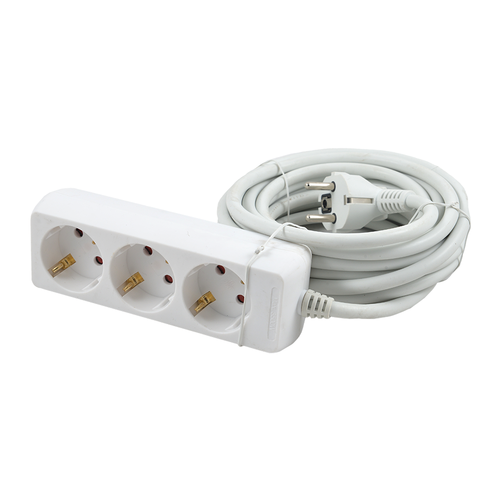 Prelungitor cu 3 prize Schuko, cablu 3 x 1,5 mm si lungime de 7 m, protectie copii, alb