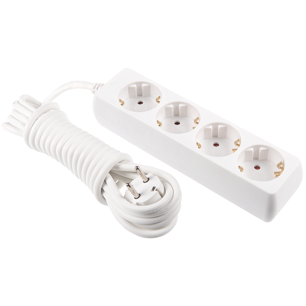 Prelungitor cu 4 prize Schuko, Comtec, cablu 3 x 1 mm si lungime de 5 m, protectie copii, alb