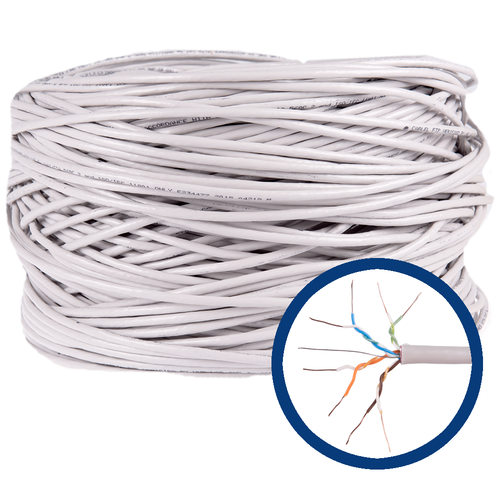Cablu FTP cat5E ICME Ecab, 4 perechi, 24 AWG, nemufat, rola 305 m