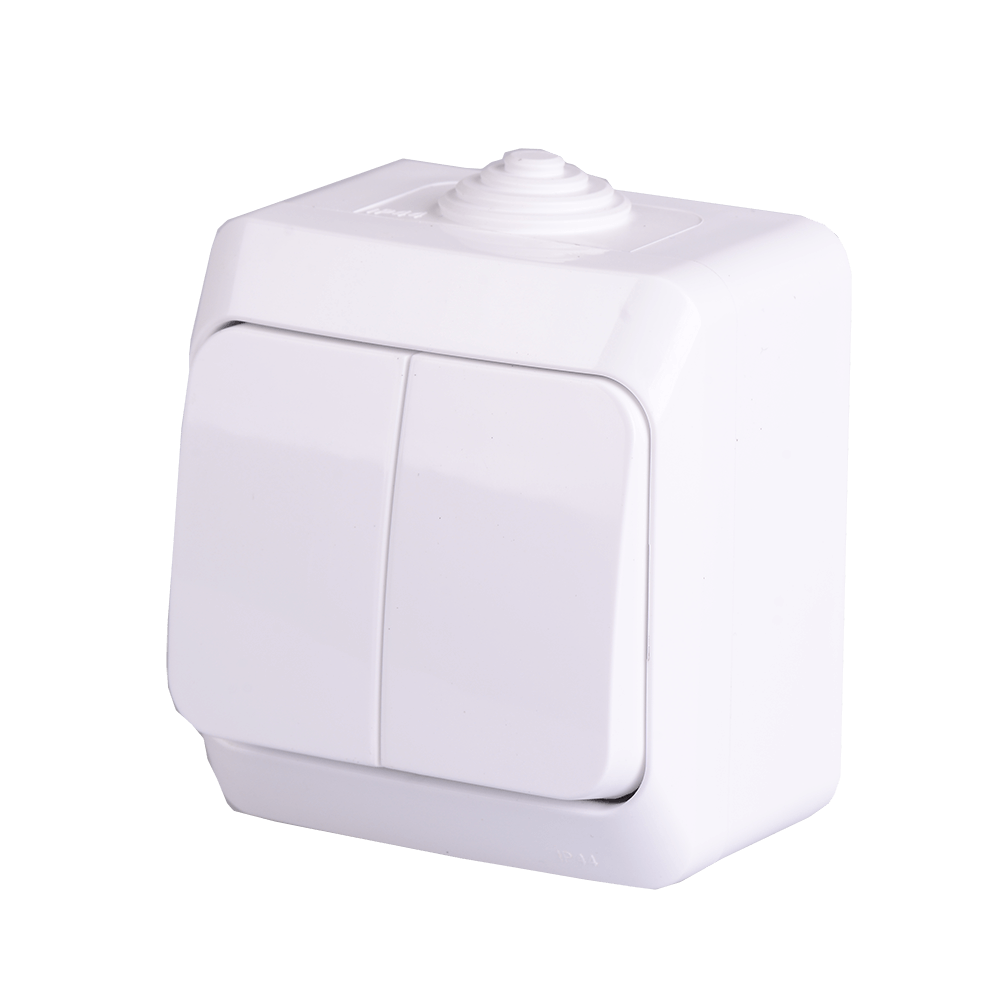 Comutator, Schneider, Cedar Plus, IP44, montaj aparent, alb, 79 x 66 x 48 mm
