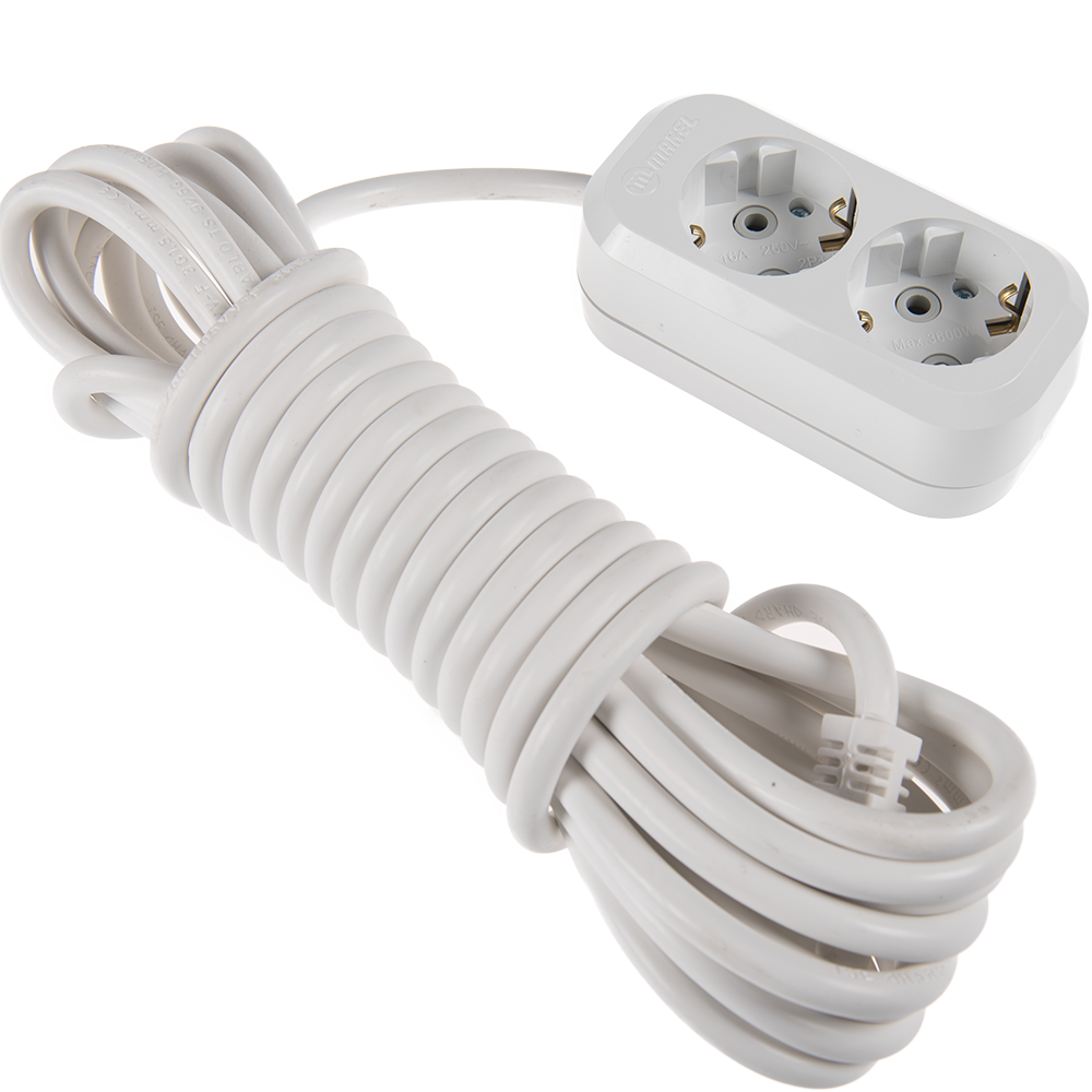 Prelungitor cu 2 prize Makel MGP517, IP20, alb, 7m
