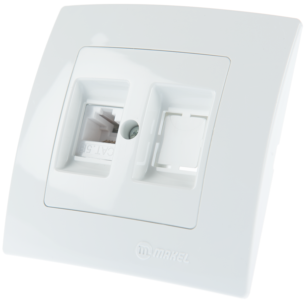 Priza dubla date RJ45 UTP cat 5 Lilium Natural Kare, Makel 32001035, alb