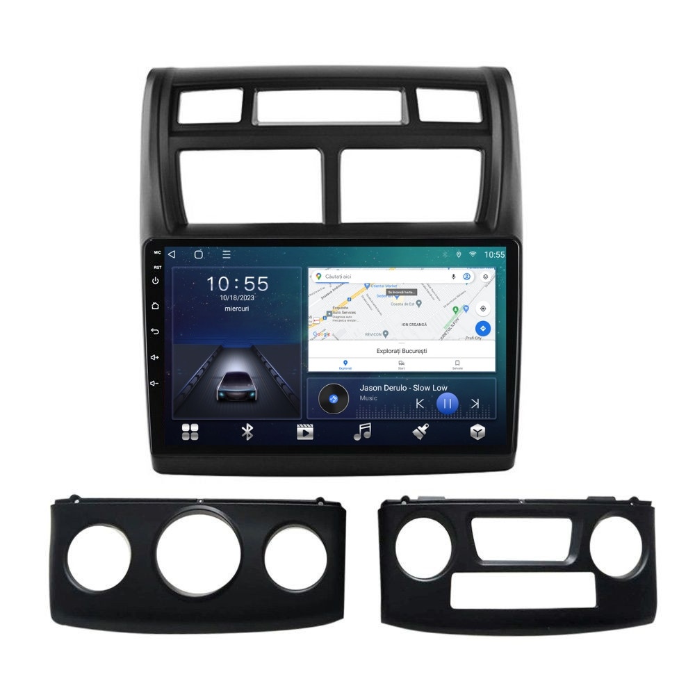 Navigatie dedicata cu Android KIA Sportage 2004 - 2010, 2GB RAM, Radio GPS Dual Zone, Display HD QLED 9" Touchscreen, Internet Wi-Fi si slot SIM 4G, Bluetooth, MirrorLink, USB