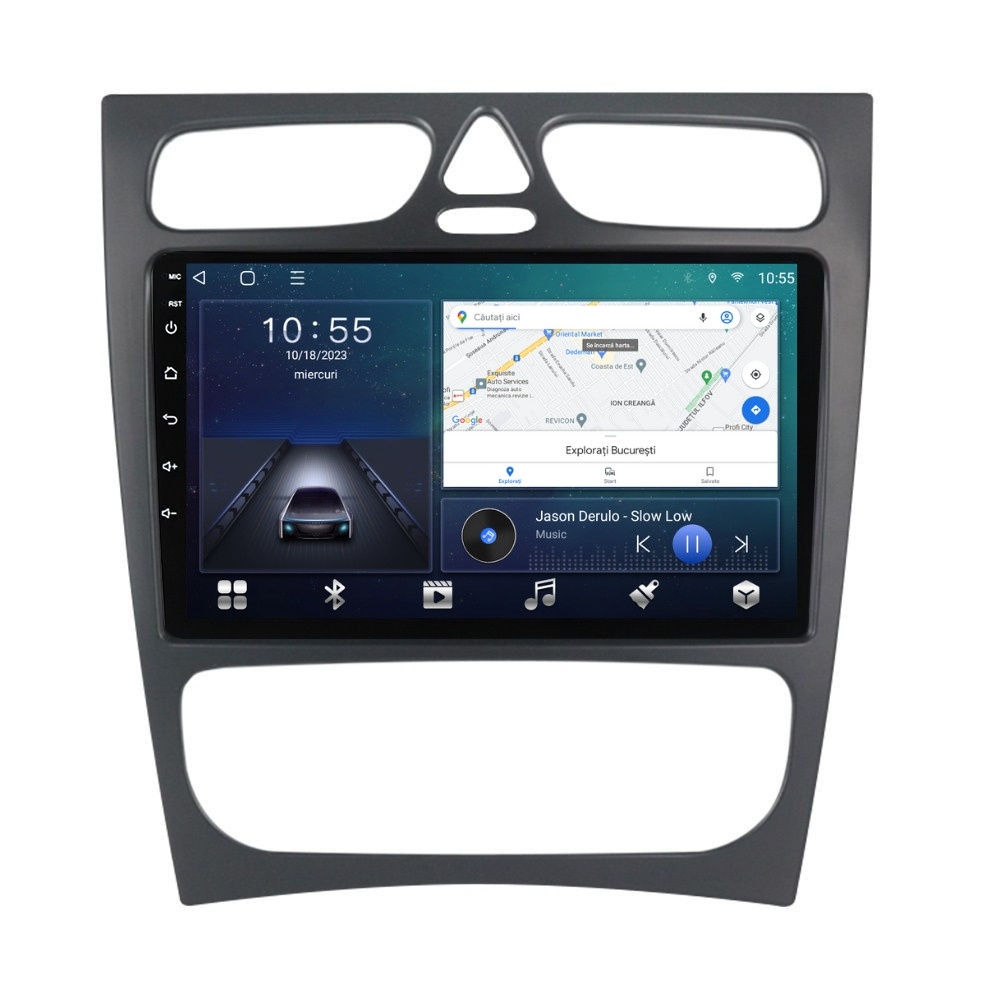Navigatie dedicata cu Android Mercedes C-Class W203 2000 - 2004, 2GB RAM, Radio GPS Dual Zone, Display HD QLED 9" Touchscreen, Internet Wi-Fi si slot SIM 4G, Bluetooth, MirrorLink, USB