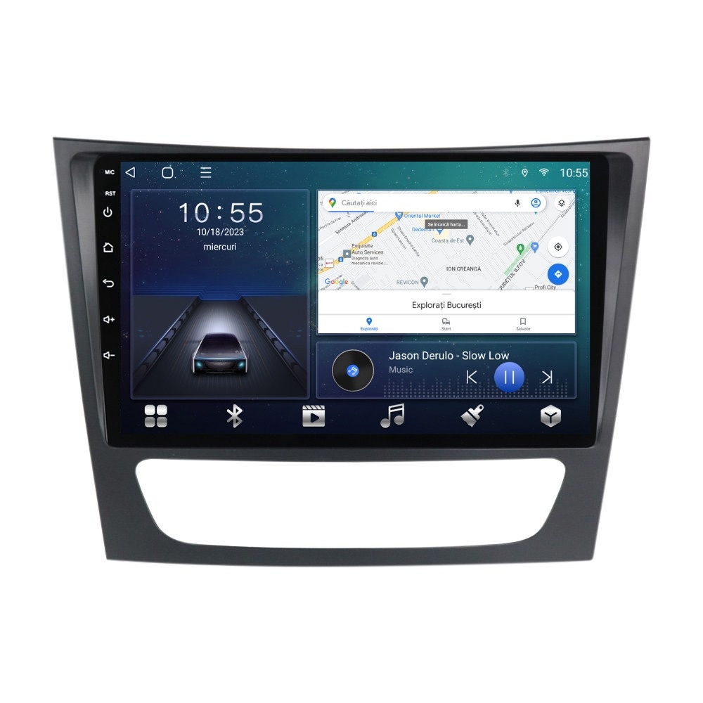 Navigatie dedicata cu Android Mercedes E-Class W211 2002 - 2009, 2GB RAM, Radio GPS Dual Zone, Display HD QLED 9" Touchscreen, Internet Wi-Fi si slot SIM 4G, Bluetooth, MirrorLink, USB