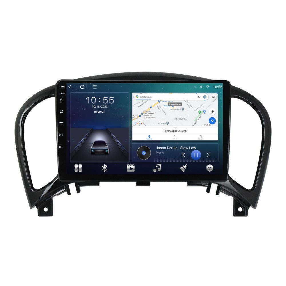 Navigatie dedicata cu Android Nissan Juke 2010 - 2019, 2GB RAM, Radio GPS Dual Zone, Display HD QLED 9" Touchscreen, Internet Wi-Fi si slot SIM 4G, Bluetooth, MirrorLink, USB
