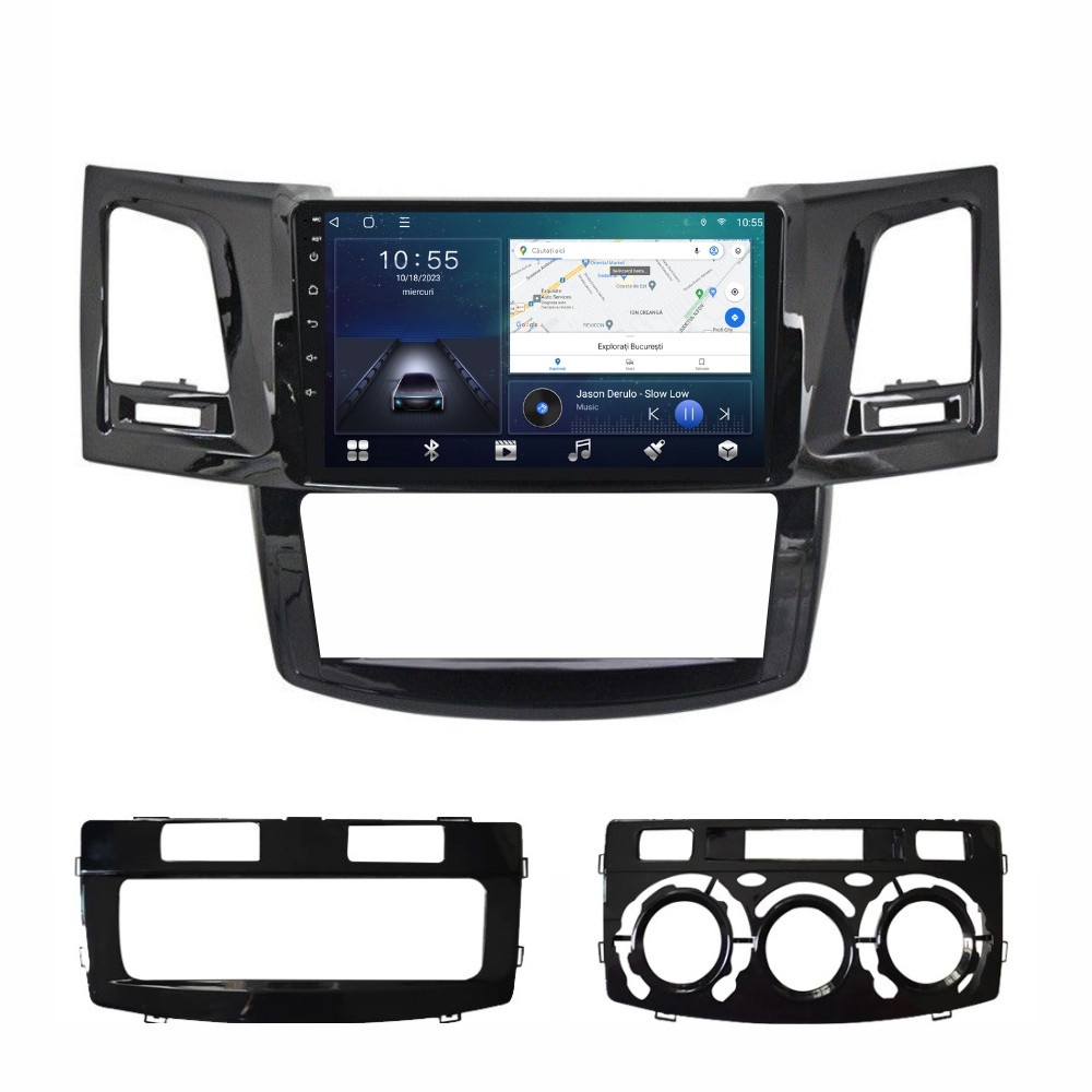 Navigatie dedicata cu Android Toyota Hilux VII 2004 - 2015, 2GB RAM, Radio GPS Dual Zone, Display HD QLED 9" Touchscreen, Internet Wi-Fi si slot SIM 4G, Bluetooth, MirrorLink, USB