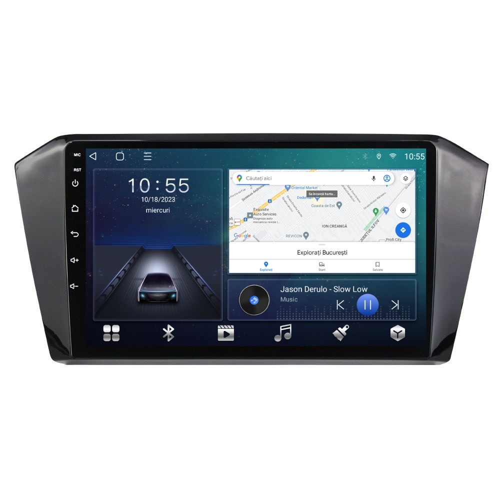 Navigatie dedicata cu Android VW Passat B8 dupa 2015, 2GB RAM, Radio GPS Dual Zone, Display HD QLED 10" Touchscreen, Internet Wi-Fi si slot SIM 4G, Bluetooth, MirrorLink, USB