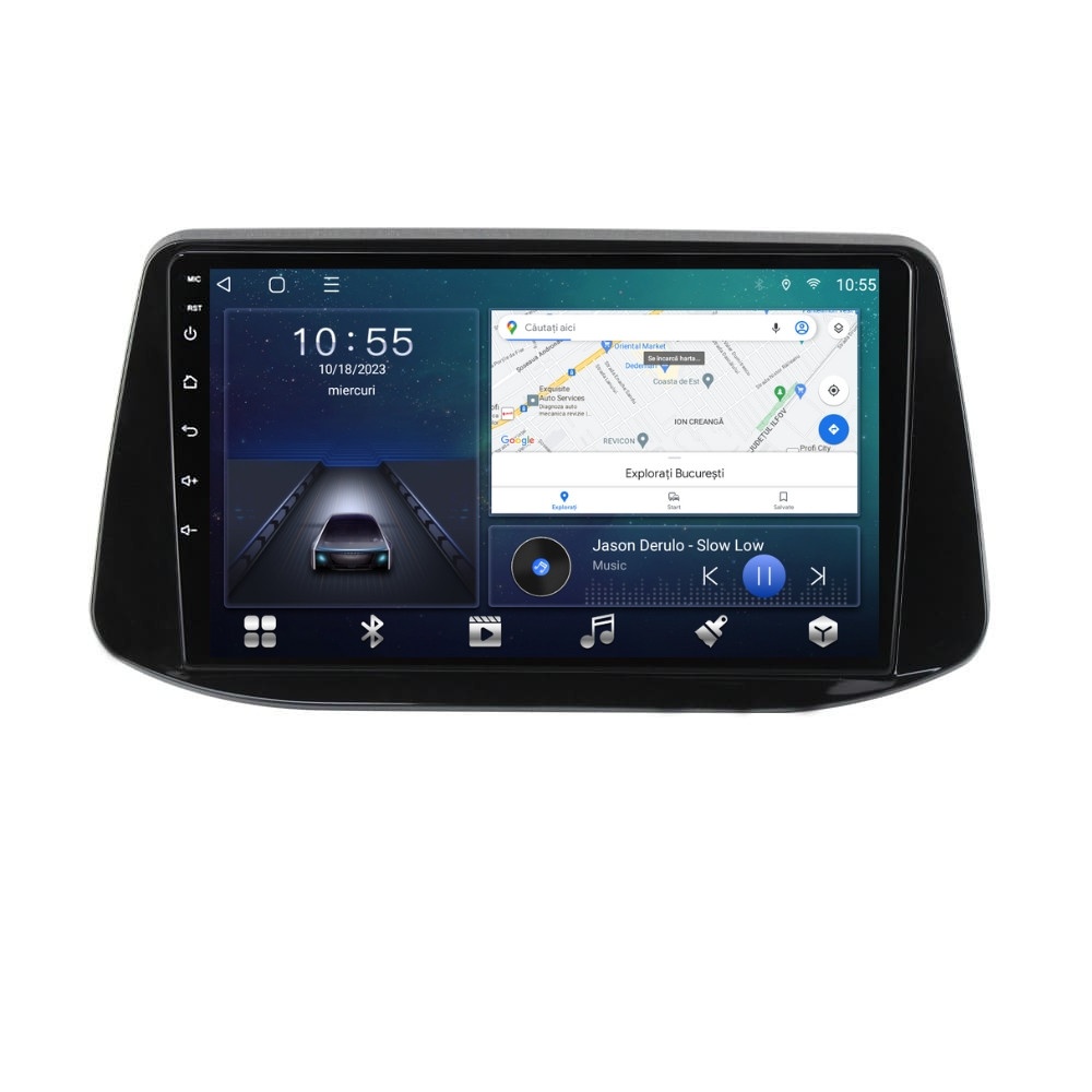 Navigatie dedicata cu Android Hyundai i30 dupa 2017, 2GB RAM, Radio GPS Dual Zone, Display HD QLED 9" Touchscreen, Internet Wi-Fi si slot SIM 4G, Bluetooth, MirrorLink, USB