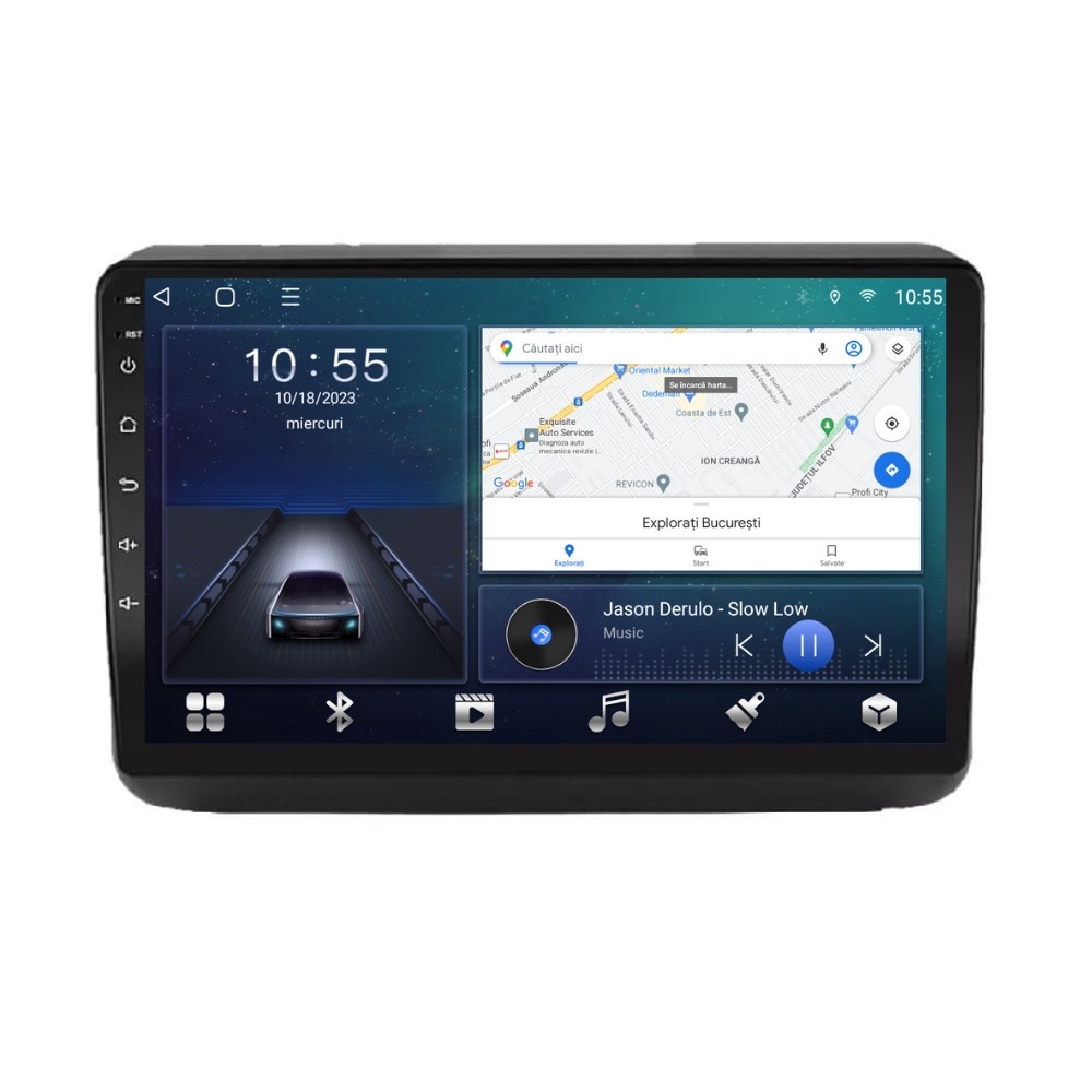 Navigatie dedicata cu Android Jeep Grand Cherokee IV 2014 - 2021, 2GB RAM, Radio GPS Dual Zone, Display HD QLED 9" Touchscreen, Internet Wi-Fi si slot SIM 4G, Bluetooth, MirrorLink, USB
