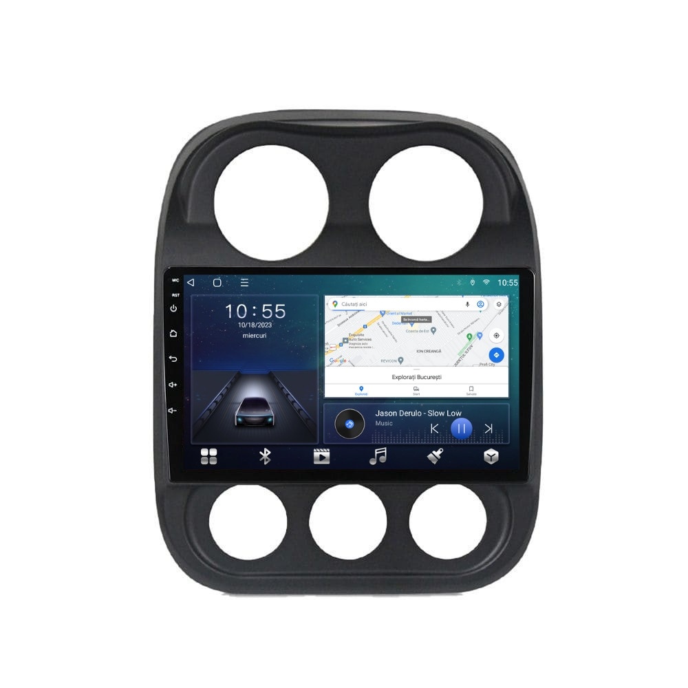 Navigatie dedicata cu Android Jeep Compass I 2011 - 2016, 2GB RAM, Radio GPS Dual Zone, Display HD QLED 10" Touchscreen, Internet Wi-Fi si slot SIM 4G, Bluetooth, MirrorLink, USB