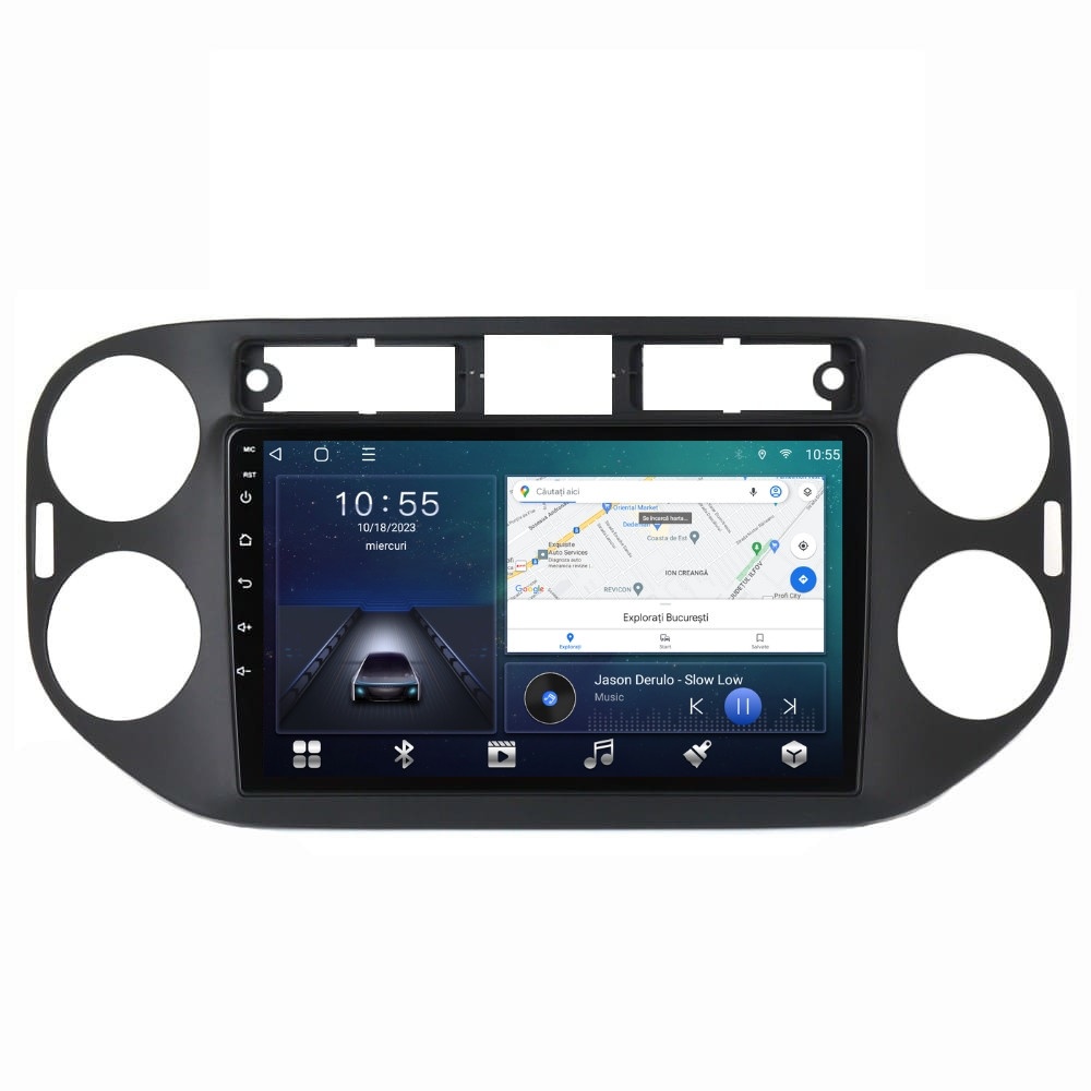 Navigatie dedicata cu Android VW Tiguan I 2012 - 2018, 2GB RAM, Radio GPS Dual Zone, Display HD QLED 9" Touchscreen, Internet Wi-Fi si slot SIM 4G, Bluetooth, MirrorLink, USB