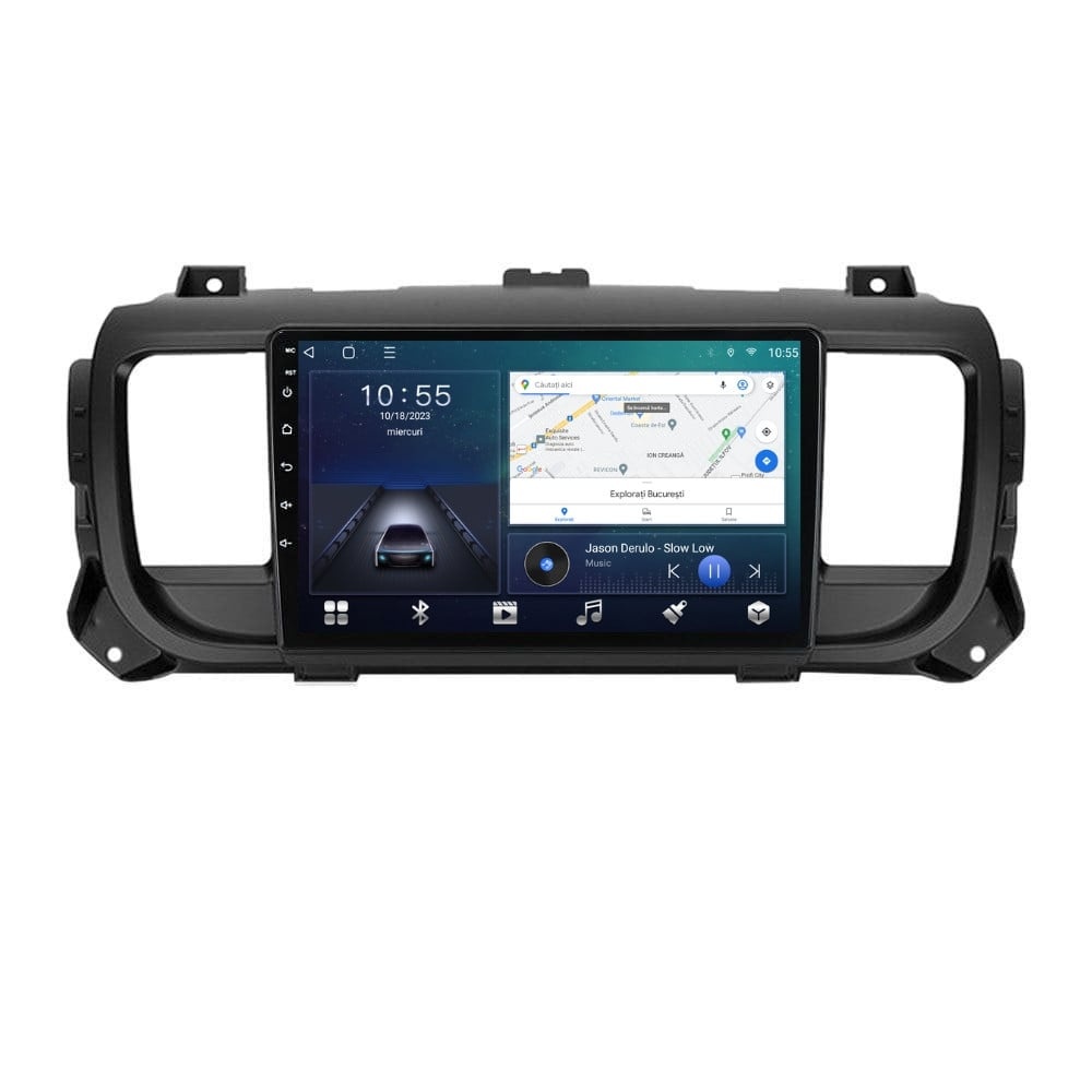 Navigatie dedicata cu Android Peugeot Traveller dupa 2016, 2GB RAM, Radio GPS Dual Zone, Display HD QLED 9" Touchscreen, Internet Wi-Fi si slot SIM 4G, Bluetooth, MirrorLink, USB