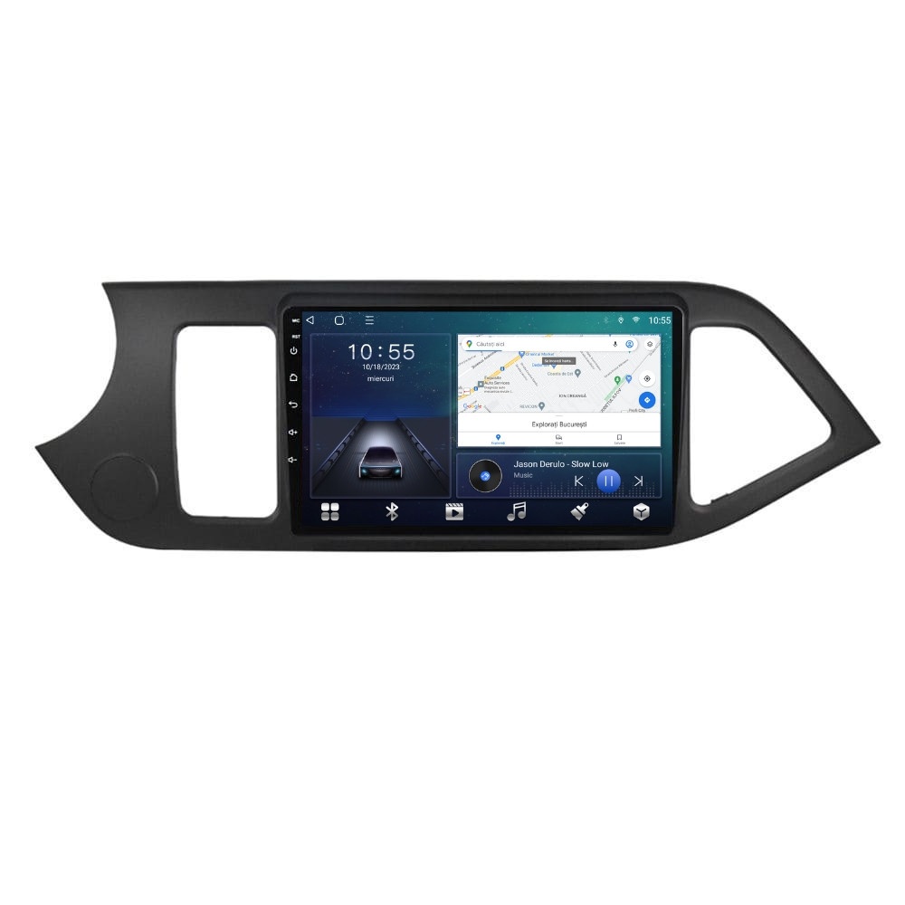 Navigatie dedicata cu Android Kia Picanto II 2011 - 2017, 2GB RAM, Radio GPS Dual Zone, Display HD QLED 9" Touchscreen, Internet Wi-Fi si slot SIM 4G, Bluetooth, MirrorLink, USB