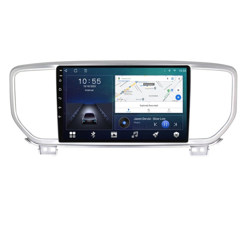 Navigatie dedicata cu Android Kia Sportage 2018 - 2021, 2GB RAM, Radio GPS Dual Zone, Display HD QLED 9" Touchscreen, Internet Wi-Fi si slot SIM 4G, Bluetooth, MirrorLink, USB