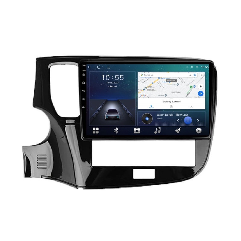 Navigatie dedicata cu Android Mitsubishi Outlander III 2019 - 2021, 2GB RAM, Radio GPS Dual Zone, Display HD QLED 10" Touchscreen, Internet Wi-Fi si slot SIM 4G, Bluetooth, MirrorLink, USB