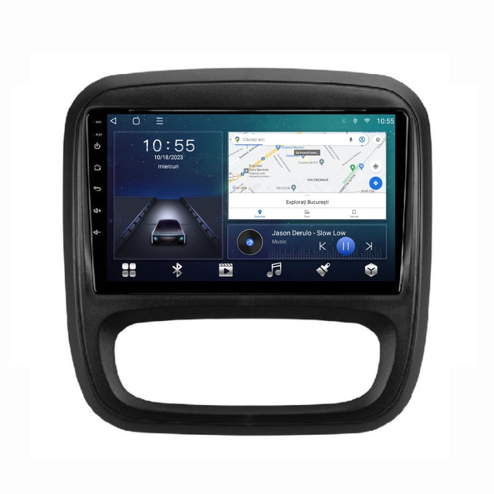 Navigatie dedicata cu Android Renault Trafic III 2014 - 2019, 2GB RAM, Radio GPS Dual Zone, Display HD QLED 9" Touchscreen, Internet Wi-Fi si slot SIM 4G, Bluetooth, MirrorLink, USB