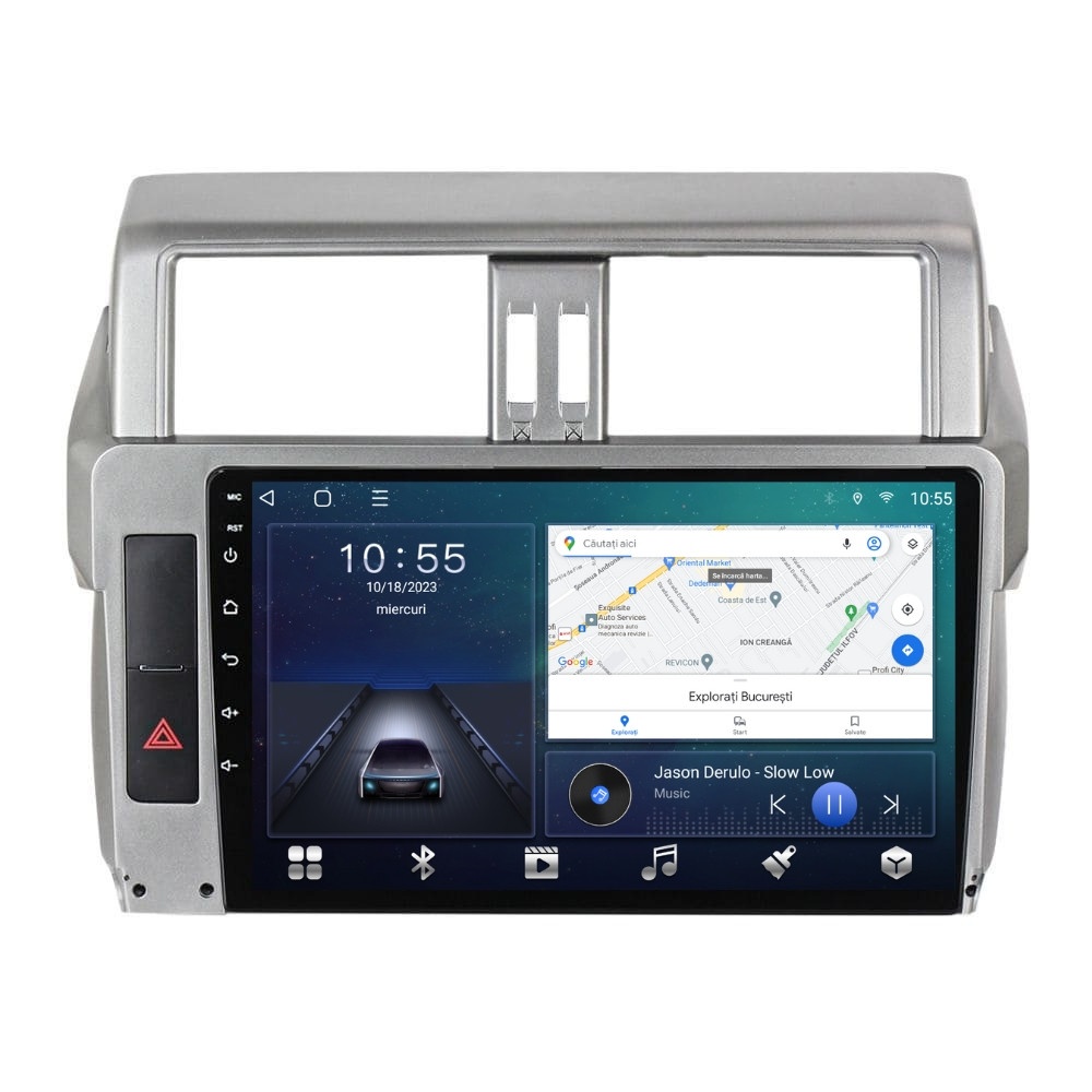 Navigatie dedicata cu Android Toyota Land Cruiser Prado J150 2013 - 2017, 2GB RAM, Radio GPS Dual Zone, Display HD QLED 10" Touchscreen, Internet Wi-Fi si slot SIM 4G, Bluetooth, MirrorLink, USB
