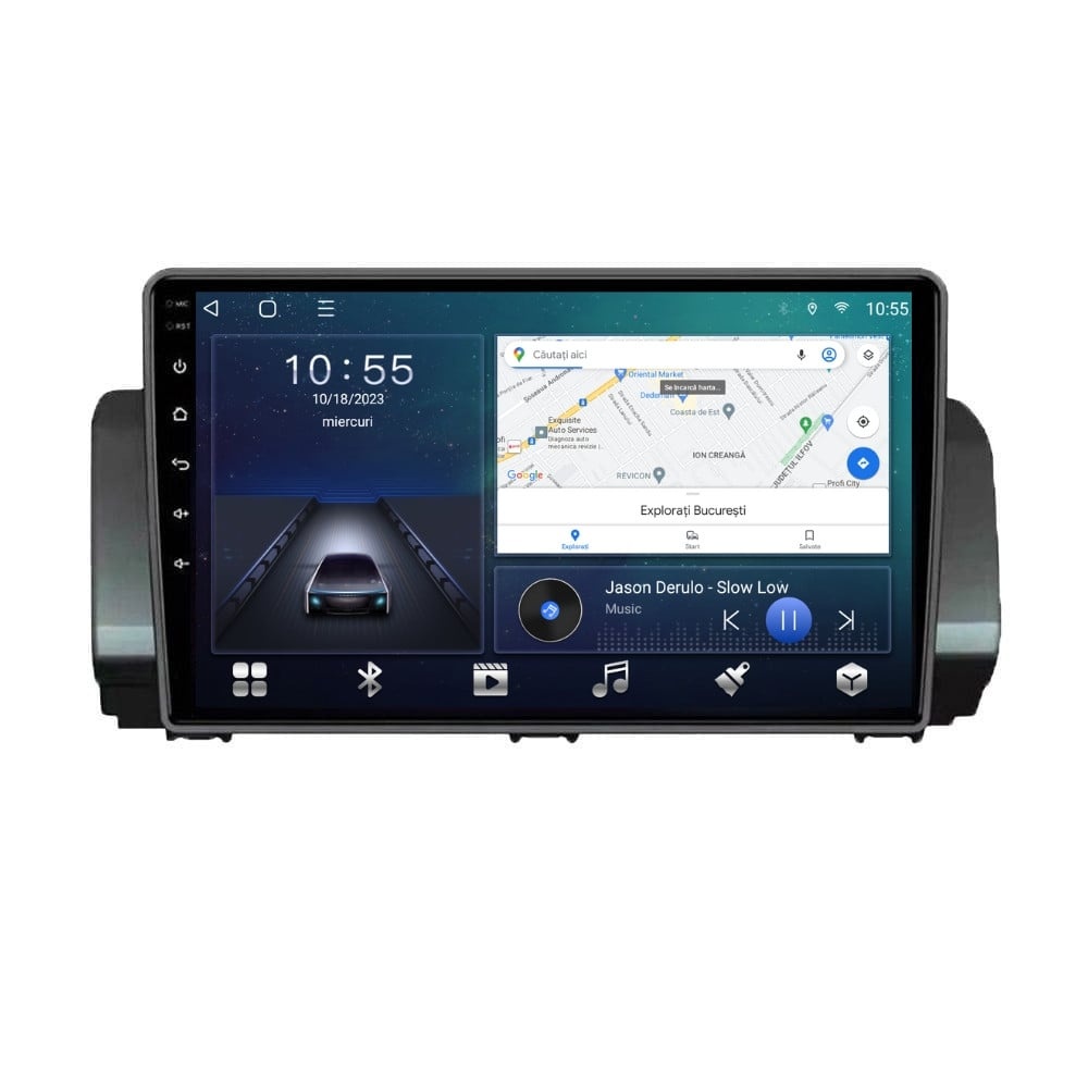 Navigatie dedicata cu Android Dacia Sandero III dupa 2021, 2GB RAM, Radio GPS Dual Zone, Display HD QLED 9" Touchscreen, Internet Wi-Fi si slot SIM 4G, Bluetooth, MirrorLink, USB