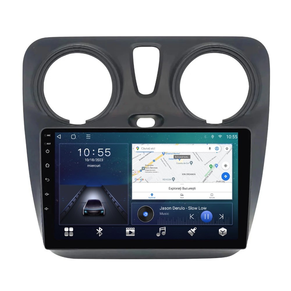 Navigatie dedicata cu Android Dacia Lodgy dupa 2012, 2GB RAM, Radio GPS Dual Zone, Display HD QLED 9" Touchscreen, Internet Wi-Fi si slot SIM 4G, Bluetooth, MirrorLink, USB