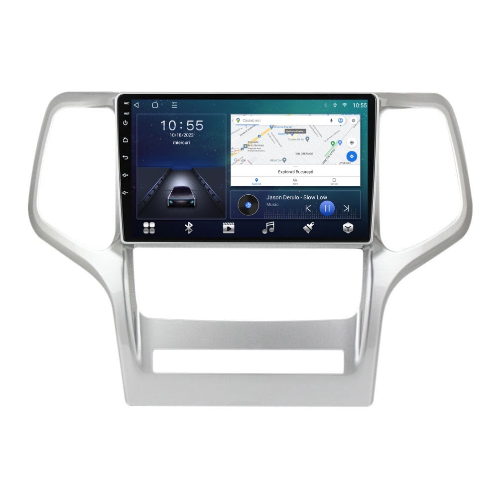 Navigatie dedicata cu Android Jeep Grand Cherokee IV 2011 - 2014, 2GB RAM, Radio GPS Dual Zone, Display HD QLED 9" Touchscreen, Internet Wi-Fi si slot SIM 4G, Bluetooth, MirrorLink, USB
