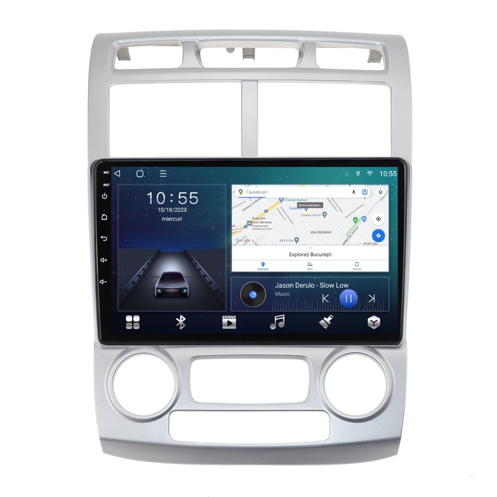 Navigatie dedicata cu Android KIA Sportage 2004 - 2010 fabricata in Coreea, clima automata, 2GB RAM, Radio GPS Dual Zone, Display HD QLED 9" Touchscreen, Internet Wi-Fi si slot SIM 4G, Bluetooth, MirrorLink, USB