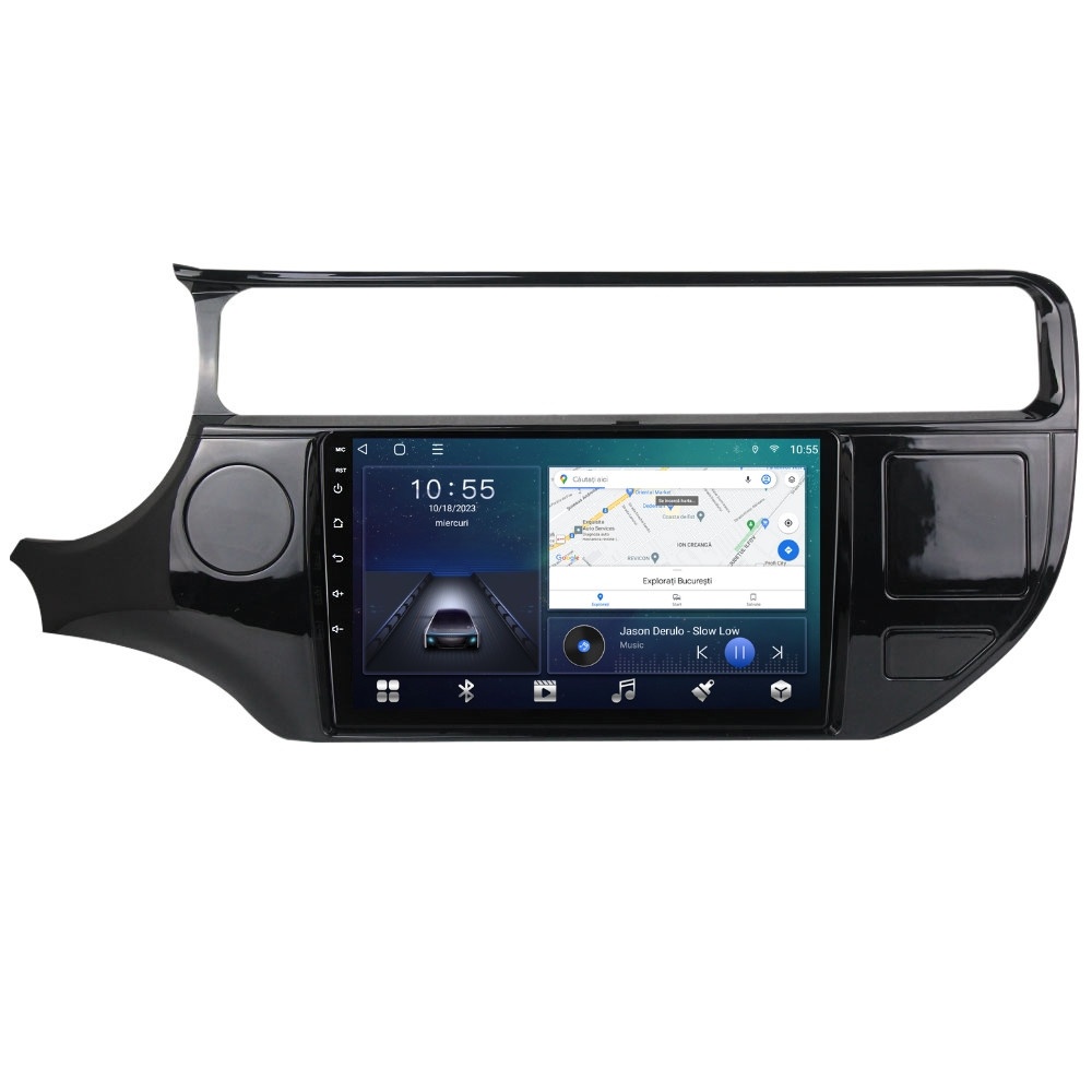 Navigatie dedicata cu Android Kia Rio III 2014 - 2017, 2GB RAM, Radio GPS Dual Zone, Display HD QLED 9" Touchscreen, Internet Wi-Fi si slot SIM 4G, Bluetooth, MirrorLink, USB