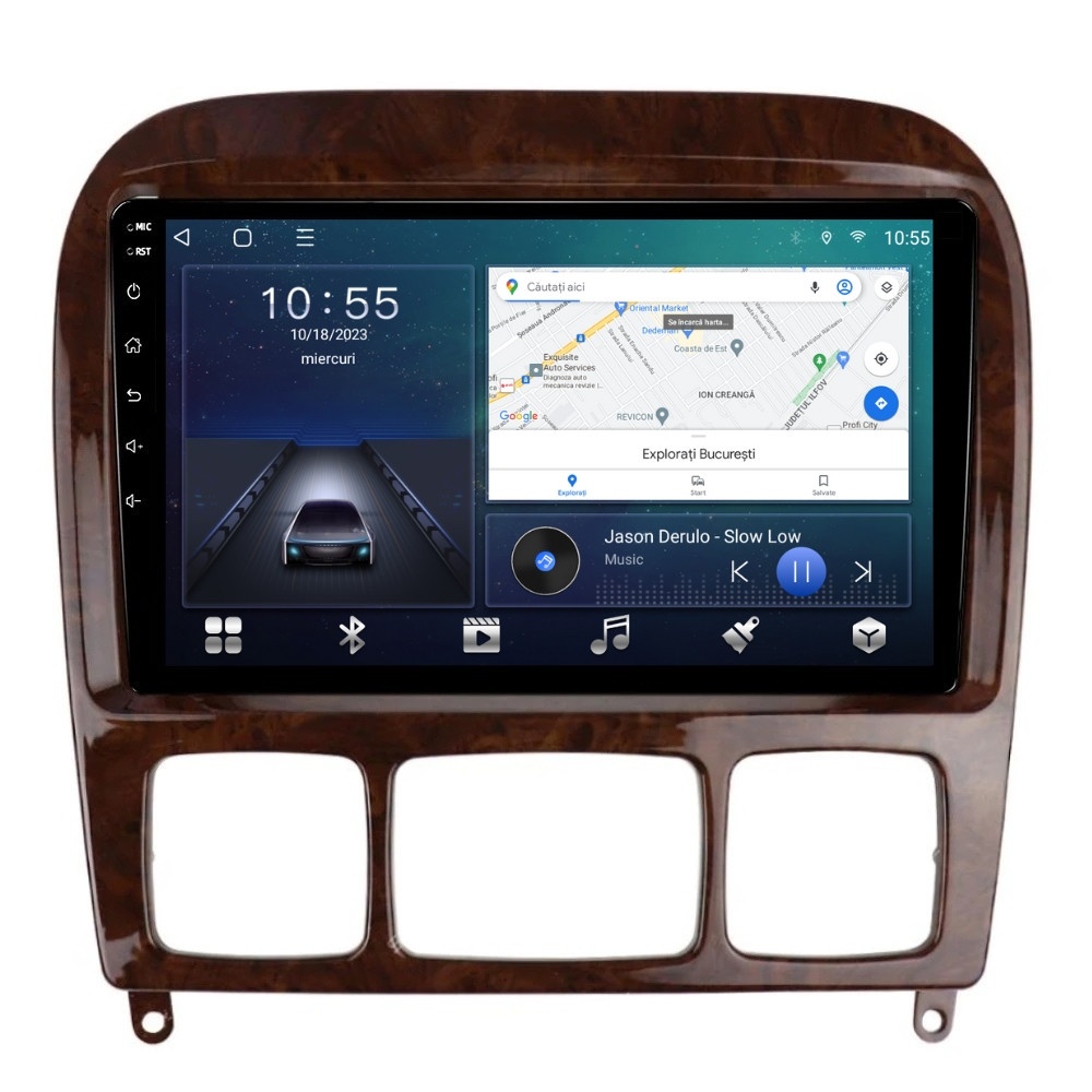 Navigatie dedicata cu Android Mercedes S-Class W220 1998 - 2005, 2GB RAM, Radio GPS Dual Zone, Display HD QLED 9" Touchscreen, Internet Wi-Fi si slot SIM 4G, Bluetooth, MirrorLink, USB